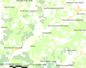 Poziția localității Coulaures