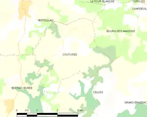 Poziția localității Coutures