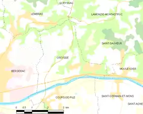 Poziția localității Creysse