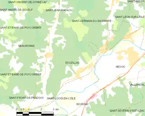 Poziția localității Douzillac