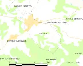 Poziția localității Excideuil