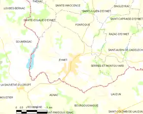 Poziția localității Eymet