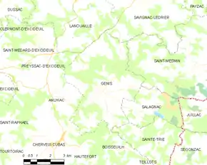 Poziția localității Génis