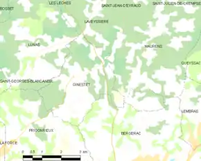 Poziția localității Ginestet