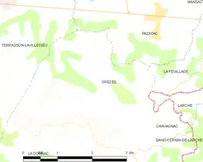 Poziția localității Grèzes