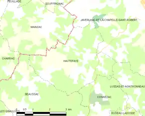 Poziția localității Hautefaye