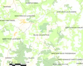 Poziția localității Milhac-de-Nontron