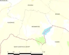 Poziția localității Monmarvès