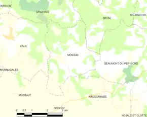 Poziția localității Monsac