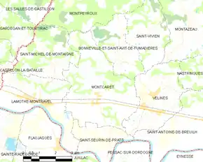 Poziția localității Montcaret