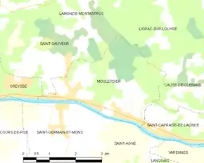 Poziția localității Mouleydier