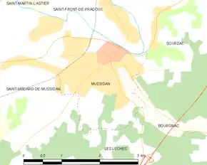 Poziția localității Mussidan