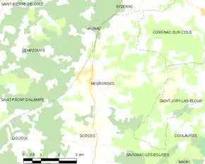 Poziția localității Négrondes