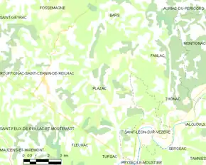 Poziția localității Plazac