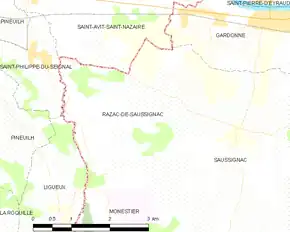 Poziția localității Razac-de-Saussignac