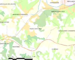 Poziția localității Razac-sur-l'Isle