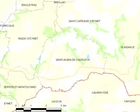 Poziția localității Saint-Aubin-de-Cadelech