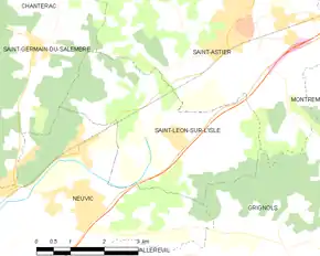 Poziția localității Saint-Léon-sur-l'Isle