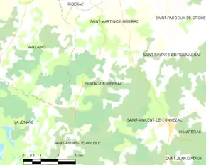 Poziția localității Siorac-de-Ribérac