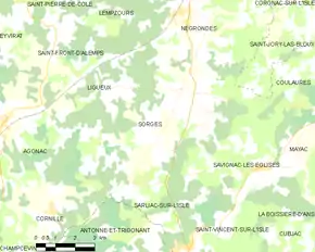 Poziția localității Sorges