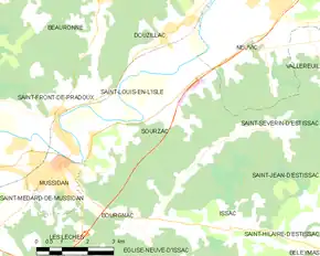 Poziția localității Sourzac