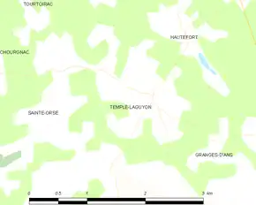 Poziția localității Temple-Laguyon