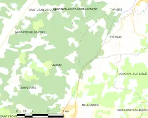 Poziția localității Vaunac