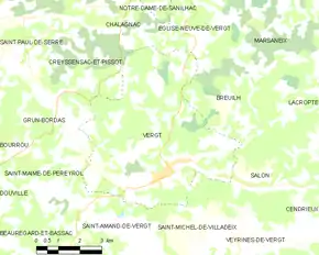 Poziția localității Vergt