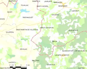 Poziția localității Vergt-de-Biron