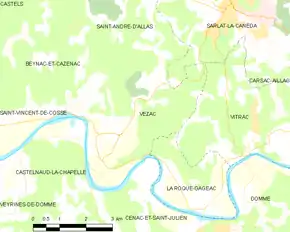 Poziția localității Vézac