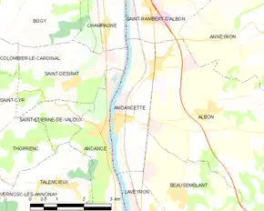 Poziția localității Andancette