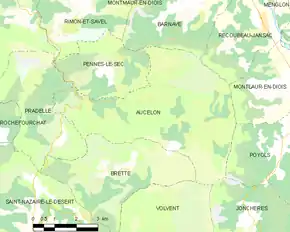 Poziția localității Aucelon