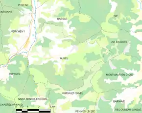 Poziția localității Aurel