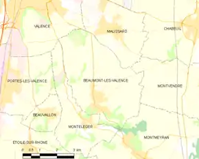 Poziția localității Beaumont-lès-Valence