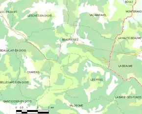 Poziția localității Beaurières