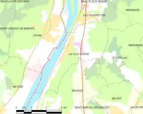 Poziția localității La Coucourde