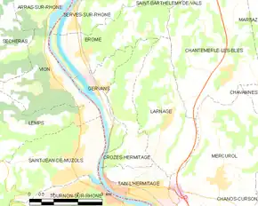 Poziția localității Crozes-Hermitage