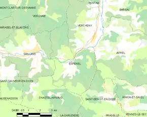 Poziția localității Espenel