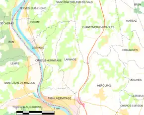 Poziția localității Larnage