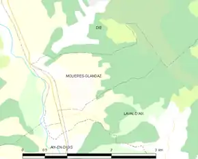 Poziția localității Molières-Glandaz