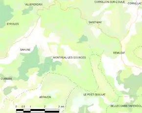 Poziția localității Montréal-les-Sources