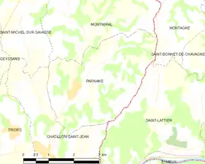 Poziția localității Parnans