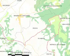 Poziția localității Piégon