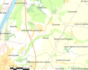 Poziția localității Sauzet