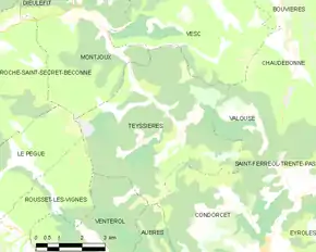 Poziția localității Teyssières