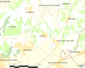 Poziția localității Triors