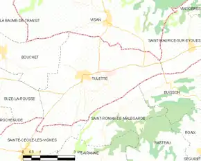 Poziția localității Tulette