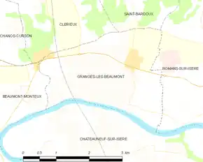 Poziția localității Granges-les-Beaumont