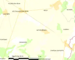 Poziția localității Authevernes