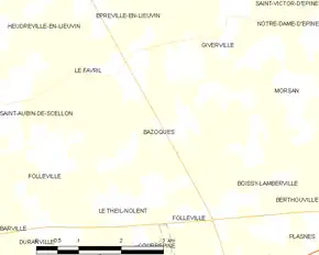 Poziția localității Bazoques